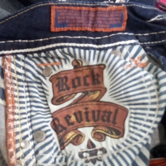 Rock Revival Women's 26 Dark Wash Skinny Jeans Amy Bejeweled Distressed NWOT - Picture 9 of 13